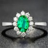 Unisex Copper Geometric Zircon Inlaid Ring With Emerald Look Electroplated Fashion Jewelry