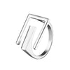 Unisex Copper Open Letter Ring With Geometric Cutout Design And Gold Or Silver Electroplated Finish Minimalist Style