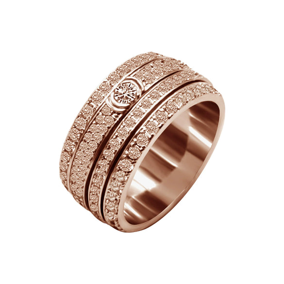 Unisex Copper Rotating Geometric Ring With Diamond Inlay Starry Sky Design New Chinese Style Index Ring