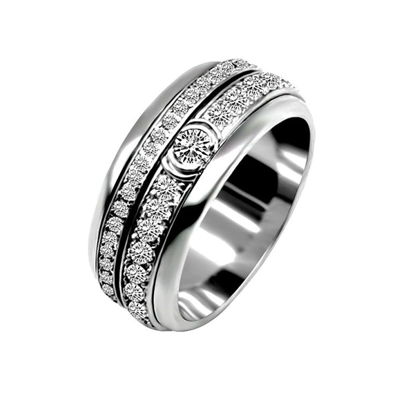 Unisex Copper Rotating Geometric Ring With Diamond Inlay Starry Sky Design New Chinese Style Index Ring