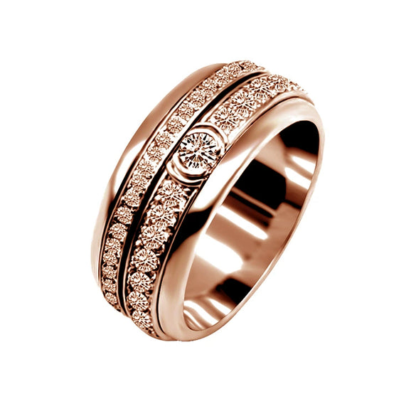 Unisex Copper Rotating Geometric Ring With Diamond Inlay Starry Sky Design New Chinese Style Index Ring