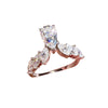 Unisex Copper Water Drop Ring With Zirconium Inlay Geometric Floral Pattern And Electroplated Finish