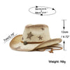 Unisex Cowboy Style Star Crimping Straw Hat