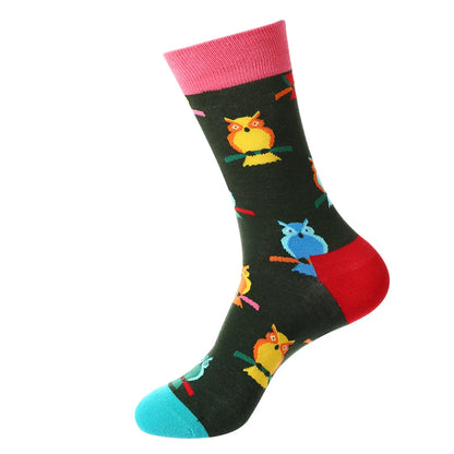 Unisex Cute Color Block Cotton Crew Socks 1 Set