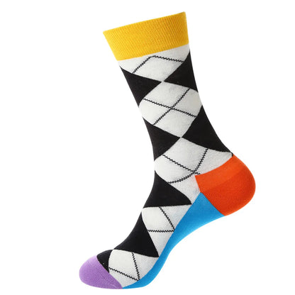 Unisex Cute Color Block Cotton Crew Socks 1 Set