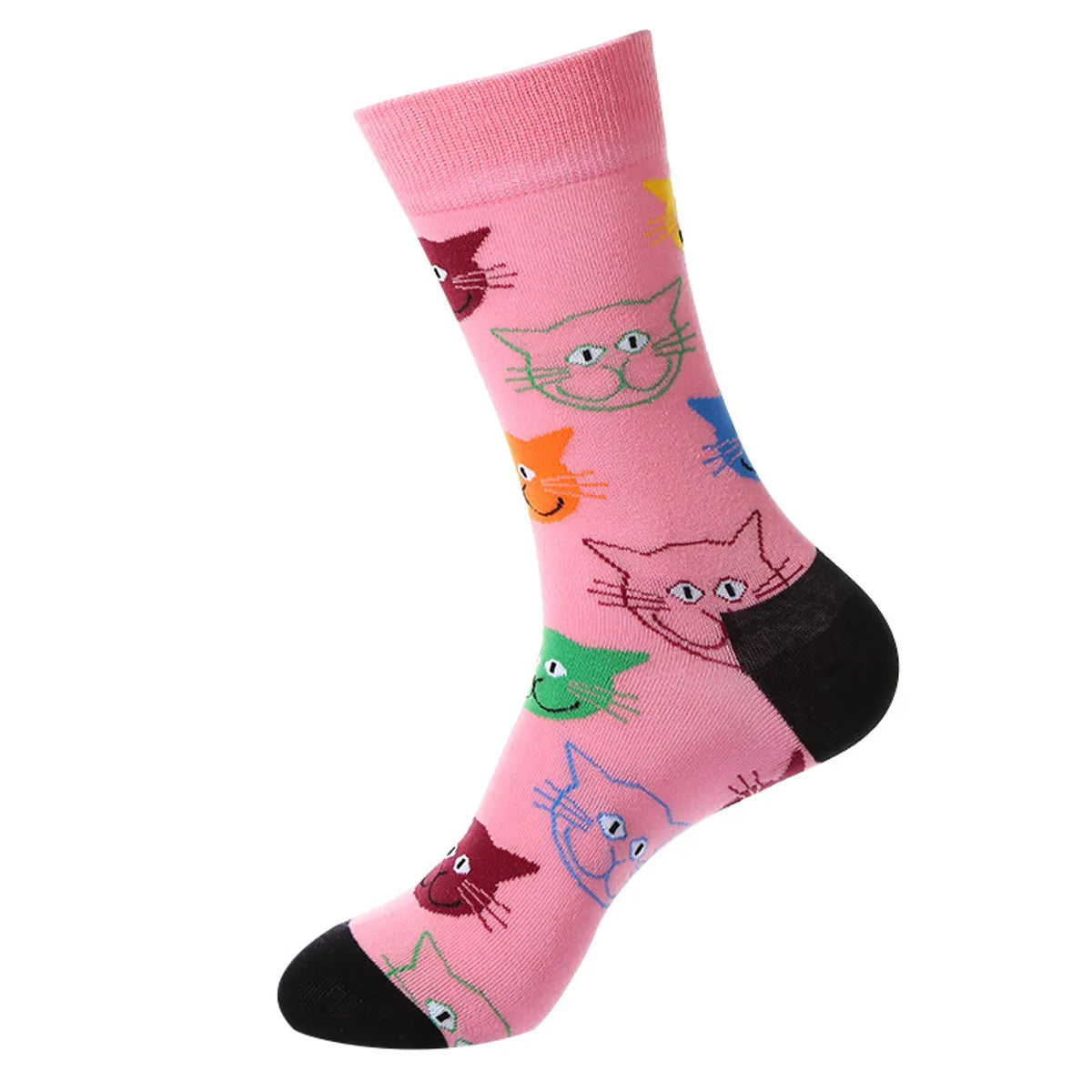 Unisex Cute Color Block Cotton Crew Socks 1 Set