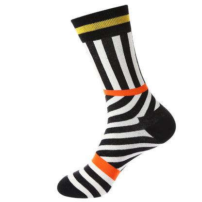 Unisex Cute Color Block Cotton Crew Socks 1 Set