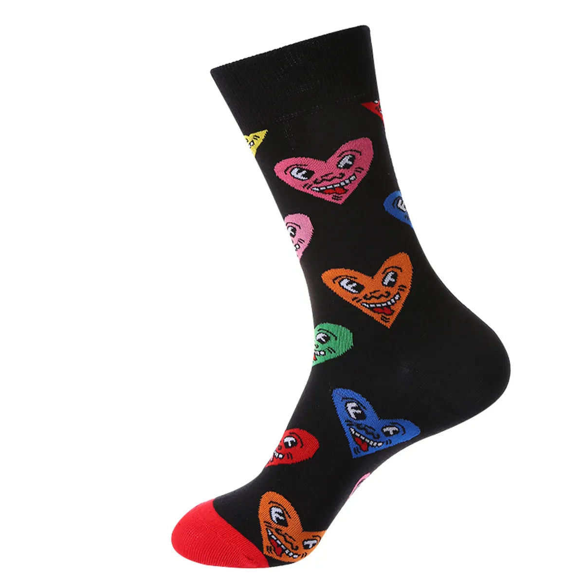 Unisex Cute Color Block Cotton Crew Socks 1 Set