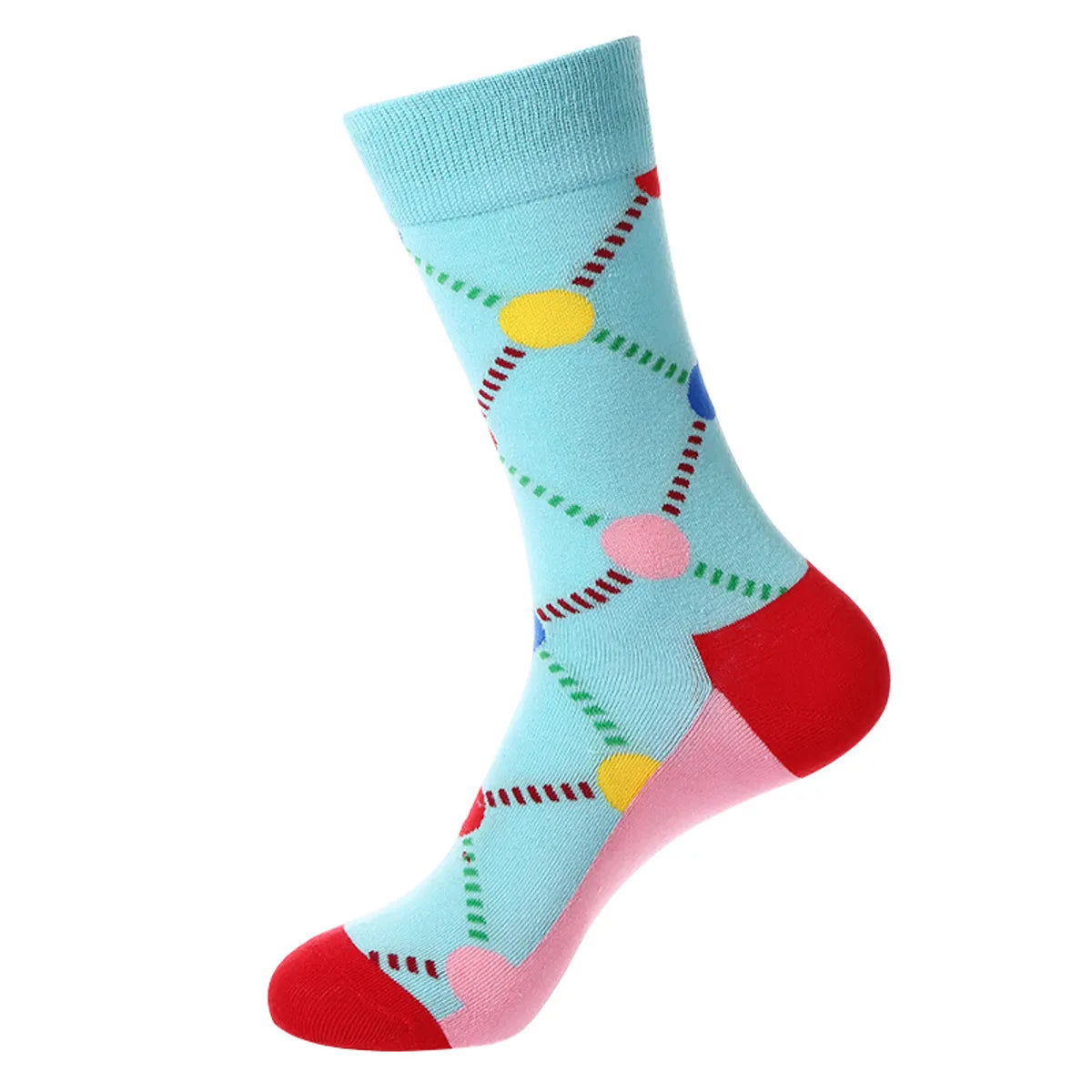 Unisex Cute Color Block Cotton Crew Socks 1 Set