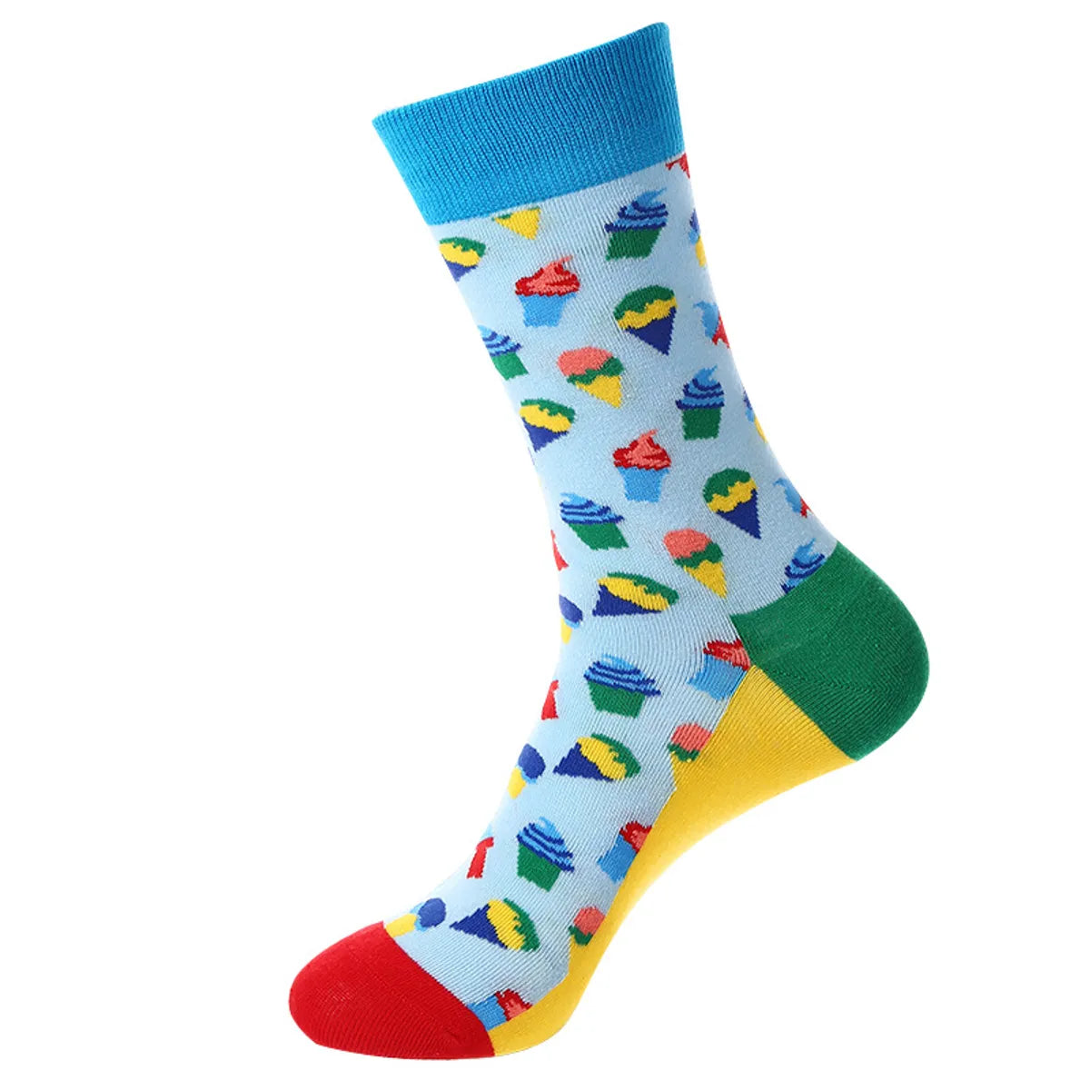 Unisex Cute Color Block Cotton Crew Socks 1 Set