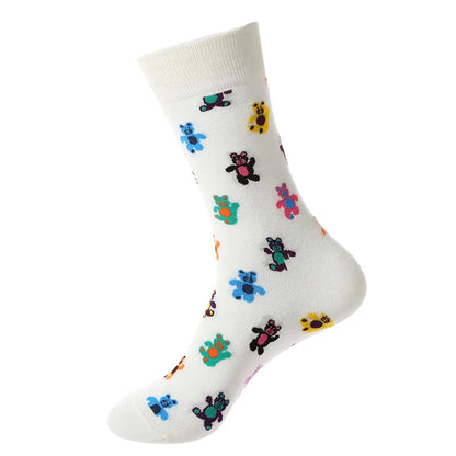 Unisex Cute Color Block Cotton Crew Socks 1 Set