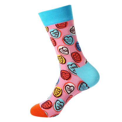 Unisex Cute Color Block Cotton Crew Socks 1 Set