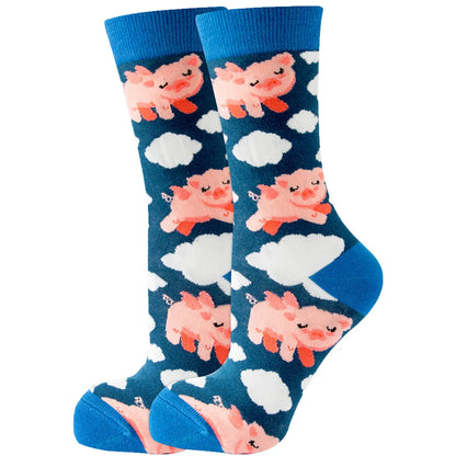 Unisex Cute Fruit Flower Cotton Crew Socks 1 Set