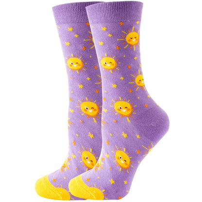 Unisex Cute Fruit Flower Cotton Crew Socks 1 Set