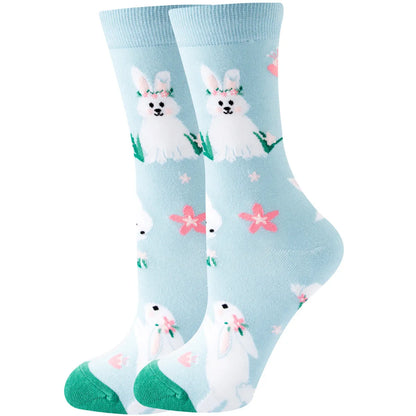 Unisex Cute Fruit Flower Cotton Crew Socks 1 Set