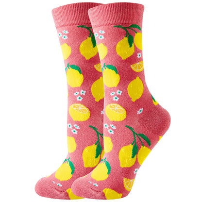 Unisex Cute Fruit Flower Cotton Crew Socks 1 Set