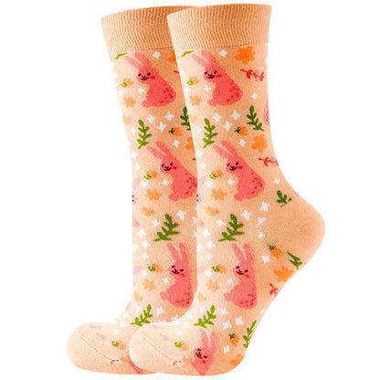 Unisex Cute Fruit Flower Cotton Crew Socks 1 Set