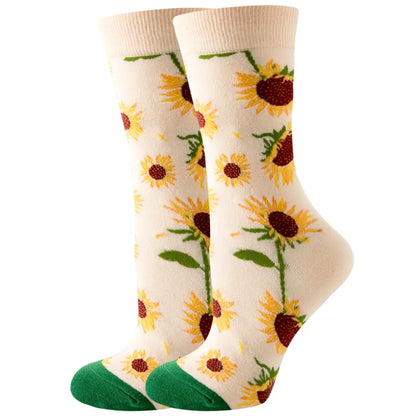 Unisex Cute Fruit Flower Cotton Crew Socks 1 Set