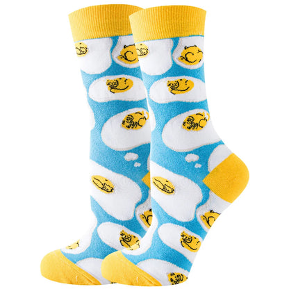 Unisex Cute Fruit Flower Cotton Crew Socks 1 Set