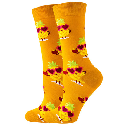 Unisex Cute Fruit Flower Cotton Crew Socks 1 Set