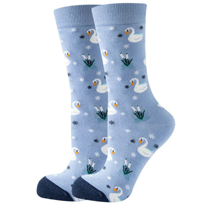 Unisex Cute Fruit Flower Cotton Crew Socks 1 Set