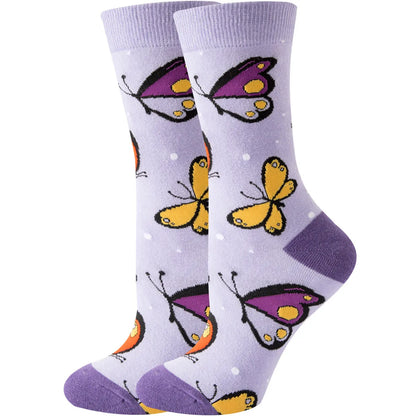 Unisex Cute Fruit Flower Cotton Crew Socks 1 Set