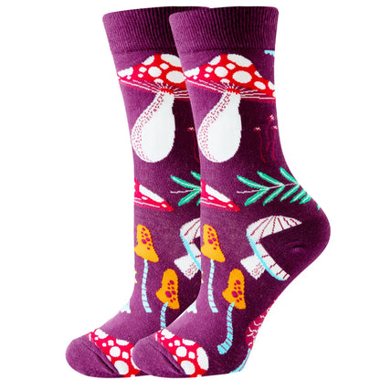 Unisex Cute Fruit Flower Cotton Crew Socks 1 Set