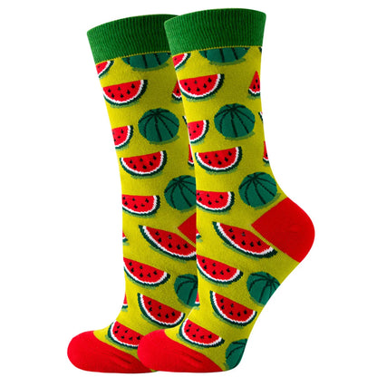 Unisex Cute Fruit Flower Cotton Crew Socks 1 Set