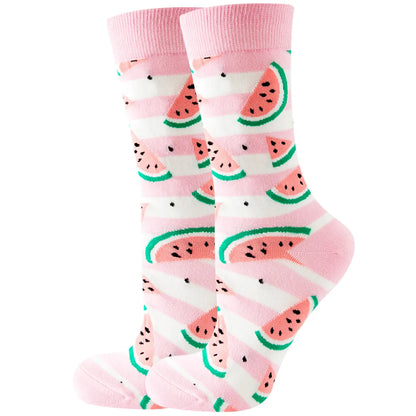 Unisex Cute Fruit Flower Cotton Crew Socks 1 Set