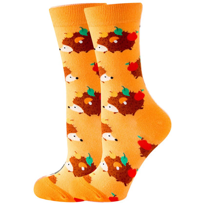 Unisex Cute Fruit Flower Cotton Crew Socks 1 Set