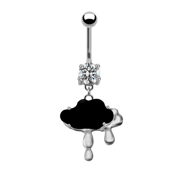 Unisex Cute Fruit Shaped Alloy Navel Ring With Cloud Pendant