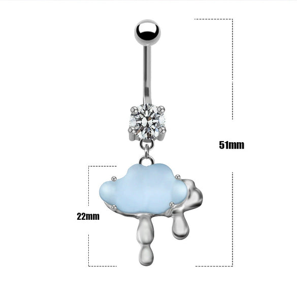 Unisex Cute Fruit Shaped Alloy Navel Ring With Cloud Pendant