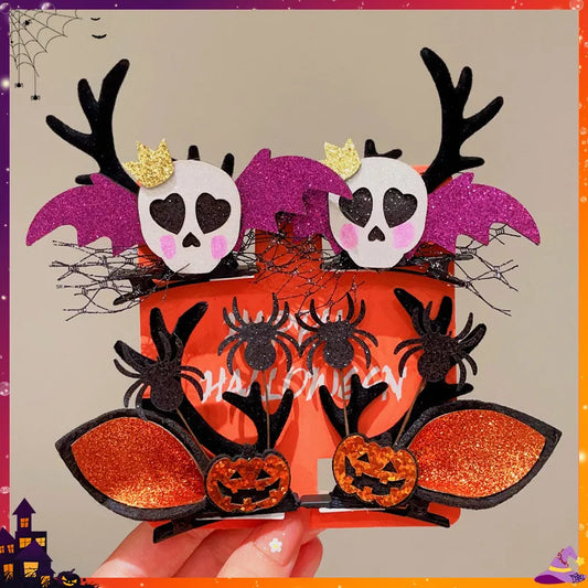 Unisex Cute Funny Cool Style Pumpkin Spider Skull Plastic Hair Clip