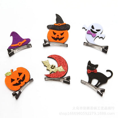 Unisex Cute Funny Pumpkin Bat Ghost Cloth Hair Clip