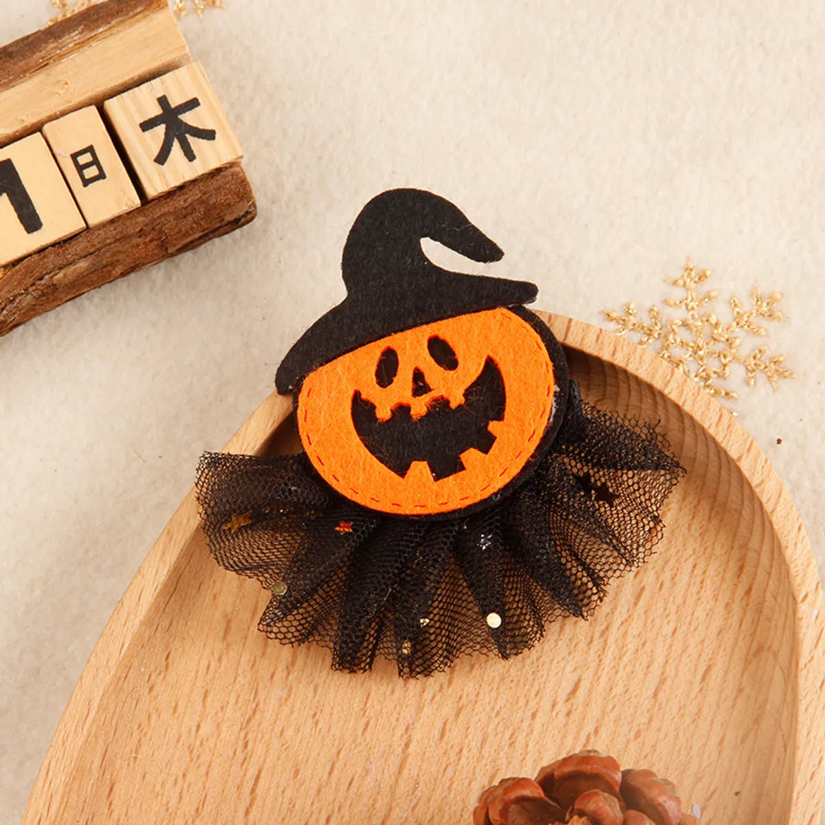 Unisex Cute Funny Pumpkin Bat Ghost Cloth Hair Clip