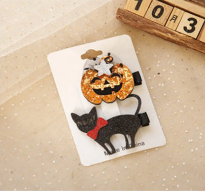 Unisex Cute Funny Pumpkin Bat Ghost Cloth Hair Clip