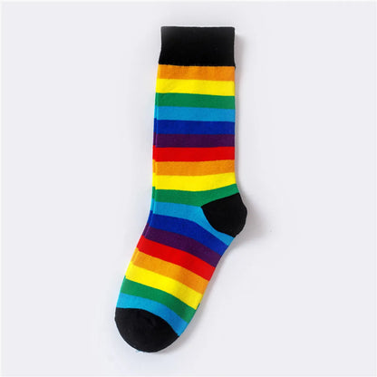 Unisex Cute Rainbow Cotton Crew Socks A Pair