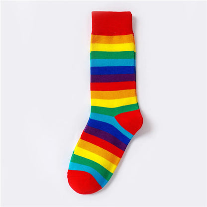 Unisex Cute Rainbow Cotton Crew Socks A Pair