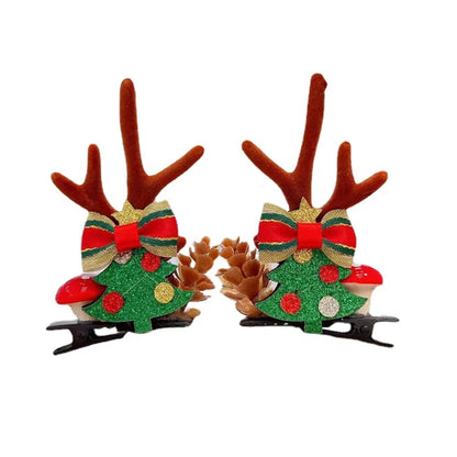 Unisex Cute Simple Style Santa Claus Elk Cloth Flocking Hair Clip