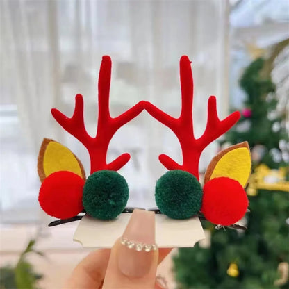 Unisex Cute Simple Style Santa Claus Elk Cloth Flocking Hair Clip