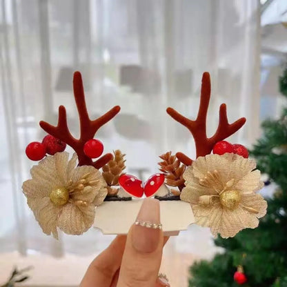 Unisex Cute Simple Style Santa Claus Elk Cloth Flocking Hair Clip