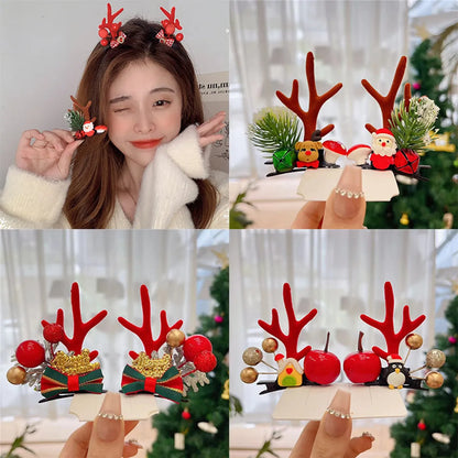 Unisex Cute Simple Style Santa Claus Elk Cloth Flocking Hair Clip