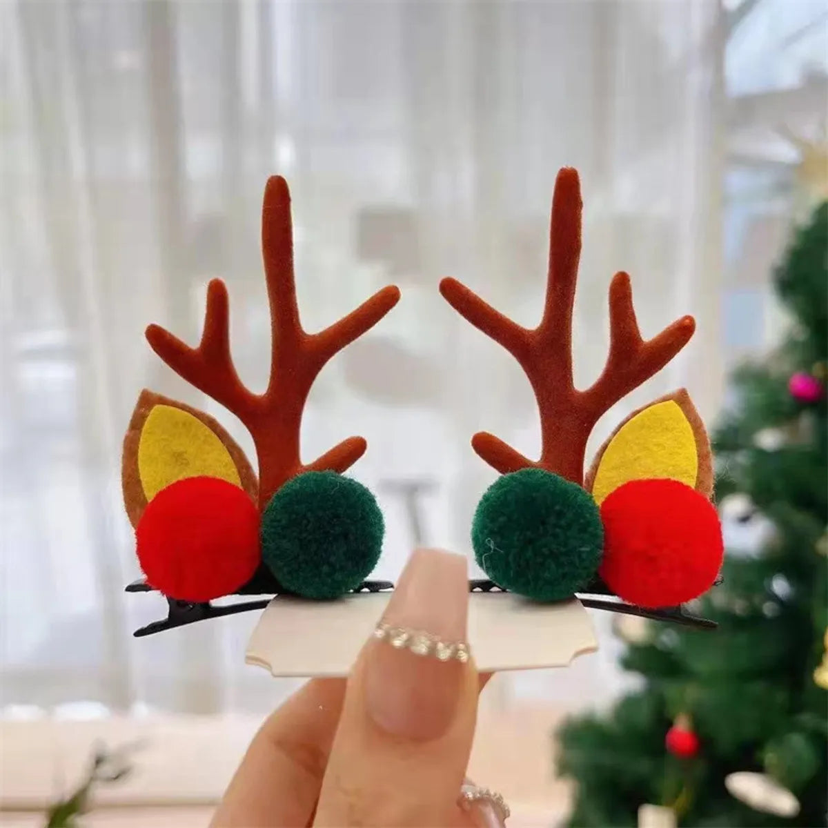 Unisex Cute Simple Style Santa Claus Elk Cloth Flocking Hair Clip