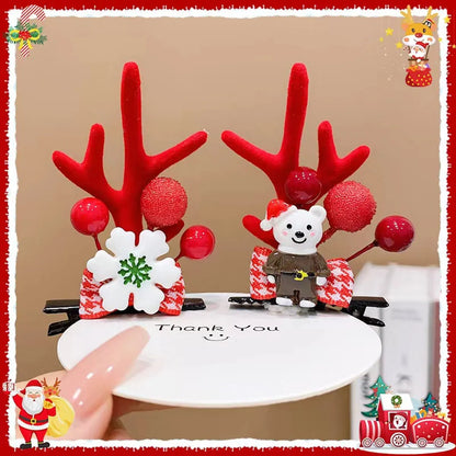 Unisex Cute Simple Style Santa Claus Elk Cloth Flocking Hair Clip