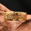 Unisex Damascus Steel Ring With Goldplated Finish And Gold Foil Inlay Minimalist Geometric Jewelry