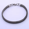 Unisex Double Layer Titanium Steel Bracelet With Retro Fish Scale Design Polished Finish And Floral Details