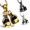 Unisex Electroplated Alloy Double Boxing Glove Pendant Necklace With Leaf And Floral Details
