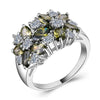 Unisex Electroplated Alloy Green Zircon Geometric Flower Ring With Sporty Style For Fashion Jewelry