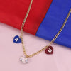 Unisex Electroplated Alloy Heart Pendant Clavicle Necklace With Geometric Letter Text Pattern Adjustable Chain Jewelry