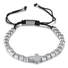 Unisex Electroplated Titanium Steel Cross Charm Woven Bracelet With Geometric Design Fashion Jewelry